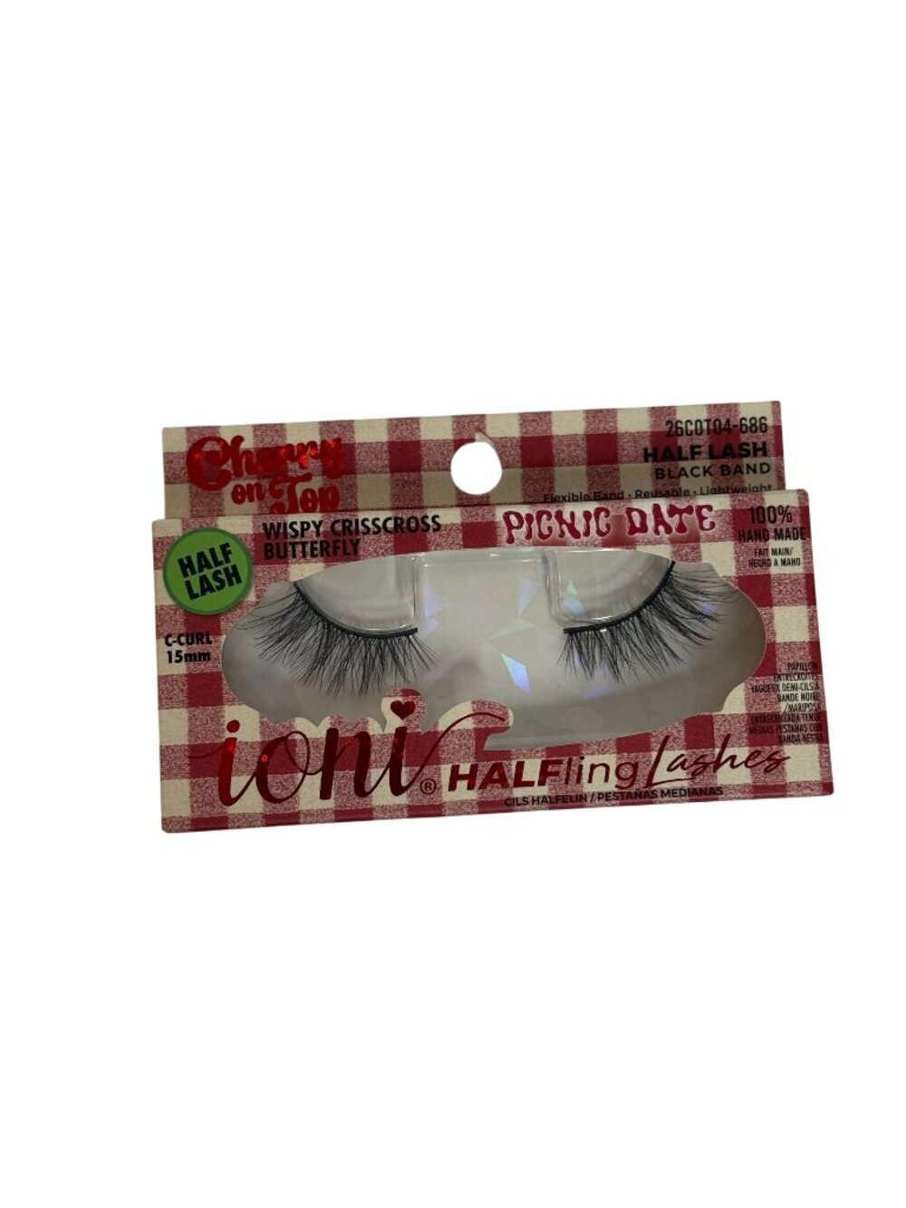 Ioni Half Lash Wispy Crisscross Butterfly C Curl 15mm Faux Mink